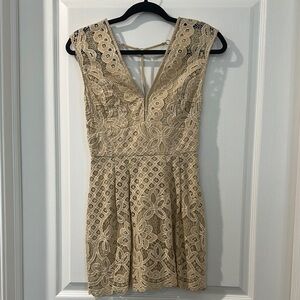 NWT - Free People Elegant Lace Tan Dress